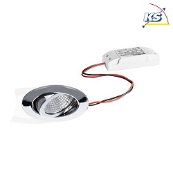Eclairage d'extrieur encastr rond, pivotant IP65, chrome 