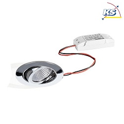 Otutdoor Recessed LED spot set, IP65, round, 230V AC, 6W 3000K 650lm 38, swivelling, chrome