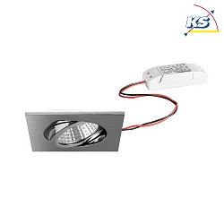 Outdoor LED Einbaustrahler-Set, IP65, quadratisch, 230V AC, 6W 3000K 650lm 38, schwenkbar, Chrom