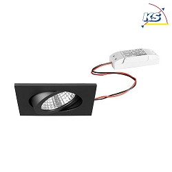 Recessed outdoor LED spot set, IP65, square, 230V AC, 6W 3000K 650lm 38, swivelling, matt titanium