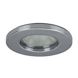 Recessed outdoor HV downlight, IP65, round, GU10, max. 50W, chrome
