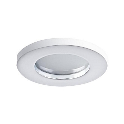 Outdoor HV-Einbau-Downlight OGDAN, IP65, rund, Ø 8.2cm, GU10 max. 10W, starr, Metall-Guss / Frostglas, weiß glänzend
