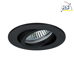 Recessed LED spot, IP20, round, 230V AC, 6W 3000K 640lm 38, swivelling 20, black