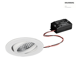 LED Einbaustrahler TIRREL-R, IP20, rund, 230V AC, 6W 3000K 680lm 38, schwenkbar 20, schaltbar, strukturwei