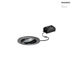 LED Einbaustrahler TIRREL-R, IP20, rund, 230V AC, 6W 3000K 680lm 38, schwenkbar 20, schaltbar, vinylschwarz