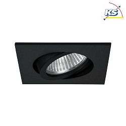 Recessed LED spot, IP20, square, 230V AC, 6W 3000K 640lm 38, swivelling 20, black