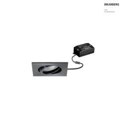 LED Einbaustrahler TIRREL-S, IP20, eckig, 230V AC, 6W 3000K 680lm 38, schwenkbar 20, schaltbar, vinylschwarz