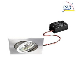 Downlight angulaire, pivotant IP20, acier inoxydable 