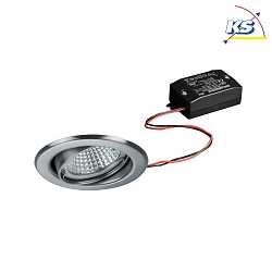 Recessed LED spot set incl. converter, IP20, round, 230V AC, 6W 3000K 640lm 38, swivelling 25, matt chrome