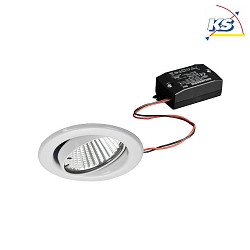 Downlight rond, pivotant IP20, blanche 