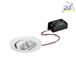 Recessed LED spot set incl. converter, IP20, 230V, 7W 2700K 770lm 38, swivelling, white