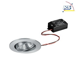 Recessed LED spot set incl. converter, IP20, 230V, 7W 2700K 770lm 38, swivelling, matt alu