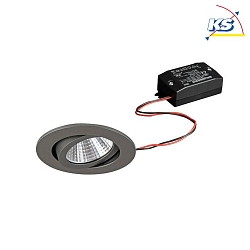 Recessed LED spot set incl. converter, IP20, 230V, 7W 2700K 770lm 38, swivelling, matt titanium