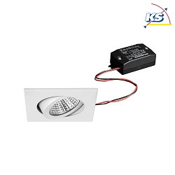 LED Einbaustrahler-Set inkl. Konverter, IP20, quadratisch, 230V, 7W 2700K 740lm 38, schwenkbar 30, Wei