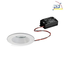 Recessed LED downlight set incl. converter, IP54, round, 230V AC, 6W 2700K 540lm 38, fixed, white