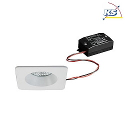 Recessed LED downlight set incl. converter, IP54, square, 230V AC, 6W 2700K 540lm 38, fixed, white