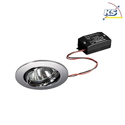 Recessed LED spot set incl. converter, IP20, square, 230V, 6W 3000K 640lm 38, swivelling 20, chrome