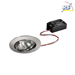 LED Einbaustrahler-Set inkl. Konverter, IP20, quadratisch, 230V, 6W 3000K 640lm 38, schwenkbar 20, Chrom matt