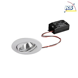 Recessed LED spot set incl. converter, IP20, square, 230V, 6W 3000K 640lm 38, swivelling 20, white