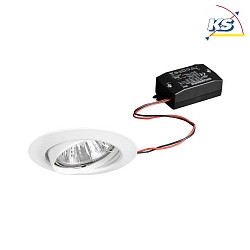 Recessed LED spot set incl. converter, IP20, square, 230V, 6W 3000K 640lm 38, swivelling 20, white