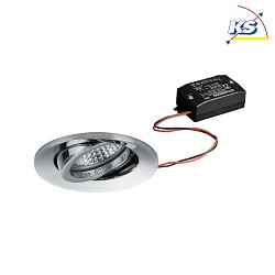 Recessed LED spot set incl. converter, IP20, round, 230V, 6W 3000K 640lm 38, swivelling 20, chrome