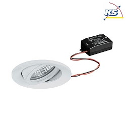 Recessed LED spot set incl. converter, IP20, round, 230V, 6W 3000K 640lm 38, swivelling 20, white