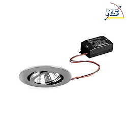 Recessed LED spot set BB03 incl. converter, IP20, round, 230V, 6W 3000K 640lm 38, swivelling 30, chrome