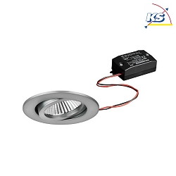 Recessed LED spot set BB03 incl. converter, IP20, round, 230V, 6W 3000K 640lm 38, swivelling 30, matt nickel