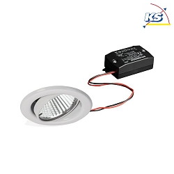 Recessed LED spot set BB09 incl. converter, IP20, round, 230V, 6W 3000K 640lm 38, swivelling 25, white