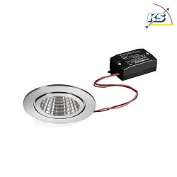 LED Einbau-Downlight BB15, V4A, IP54, rund, 230V, 6W 3000K 640lm 38, On/Off, Edelstahl