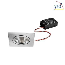 LED Einbau-Downlight BB16, V4A, IP54, eckig, 230V, 6W 3000K 640lm 38, On/Off, Edelstahl