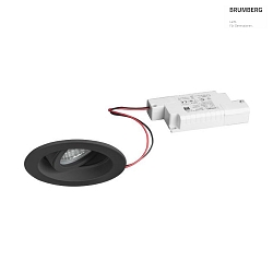 LED Einbaustrahler TIRRELdeep, IP20, rund, vertieft, 230V AC, 6W 3000K 680lm 38, schwenkbar, dimmbar, schwarz