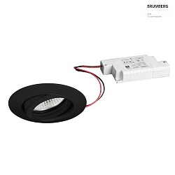 LED Einbaustrahler BREENA R, IP20, 230V AC, 50 Hz, 6W, 38, 3000K, 680lm, rund, schwenkbar, dimmbar, schwarz