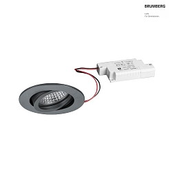 LED Einbaustrahler TIRREL-R, IP20, rund, 230V AC, 6W 3000K 680lm 38, schwenkbar, dimmbar, titan matt