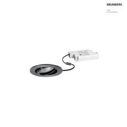 LED Einbaustrahler TIRREL-R, IP20, rund, 230V AC, 6W 3000K 680lm 38, schwenkbar, dimmbar, vinylschwarz