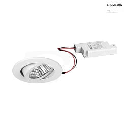 Recessed LED spot set incl. converter, IP20, round, 230V, 7W 2700K 740lm 38, swivelling 30, white