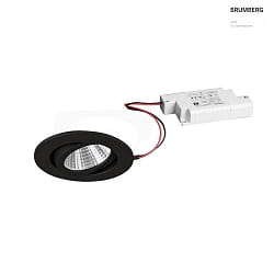 Recessed LED spot set incl. converter, IP20, round, 230V, 7W 2700K 740lm 38, swivelling 30, black