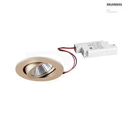 Recessed LED spot set incl. converter, IP20, round, 230V, 7W 2700K 740lm 38, swivelling 30, matt champaign