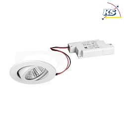 Outdoor LED Einbaustrahler-Set inkl. Konverter, IP65, rund, 230V, 6W 3000K 650lm 38, schwenkbar 30, dimmbar, Wei