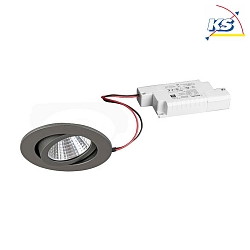 Downlight rond, dimmable IP65, titane gradable