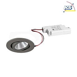 Downlight rotondo, dimmerabile IP65, titano dimmerabile