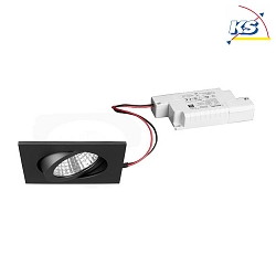 Outdoor LED Einbaustrahler-Set inkl. Konverter, IP65, quadratisch, 230V, 6W 3000K 650lm 38, schwenkbar 30, dimmbar