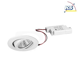 LED Einbaustrahler-Set inkl. Konverter, IP20, rund, 230V, 7W 3000K 740lm 38, schwenkbar 30, dimmbar, Wei