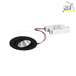 LED Einbaustrahler-Set inkl. Konverter, IP20, rund, 230V, 7W 3000K 740lm 38, schwenkbar 30, dimmbar, Schwarz