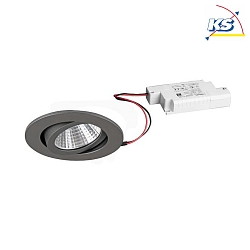 Downlight rond, dimmable IP20, titane gradable