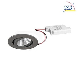 Downlight rotondo, dimmerabile IP20, titano dimmerabile