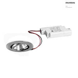 LED Einbaustrahler-Set BB03 inkl. Konverter, IP20, rund, 230V, 6W 3000K 640lm 38, schwenkbar 30, dimmbar, Chrom