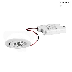 Recessed LED spot set BB03 incl. converter, IP20, round, 230V, 6W 3000K 640lm 38, swivelling 30, dimmable, white