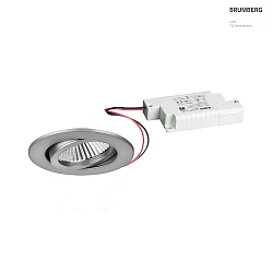 Recessed LED spot set BB03 incl. converter, IP20, round, 230V, 6W 3000K 640lm 38, swivelling 30, dimmable, matt nickel