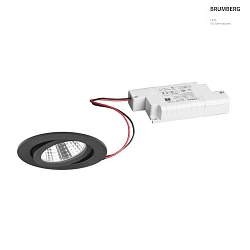 Lumire encastre rond, pivotant IP20, noir  gradable 6W 640lm 3000K 20-40 20-40 CRI 80-89